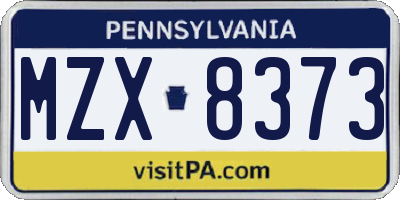 PA license plate MZX8373