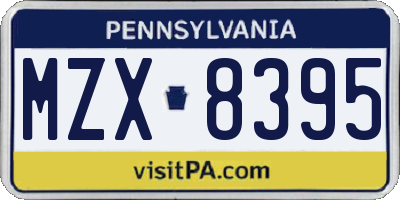 PA license plate MZX8395