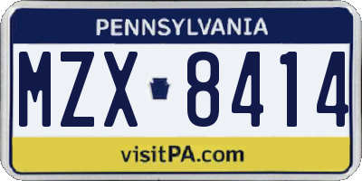 PA license plate MZX8414