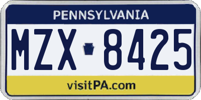 PA license plate MZX8425