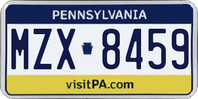 PA license plate MZX8459