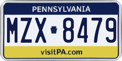 PA license plate MZX8479