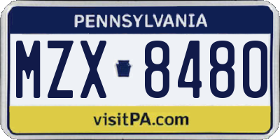 PA license plate MZX8480