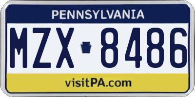 PA license plate MZX8486