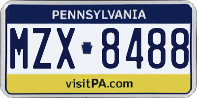 PA license plate MZX8488