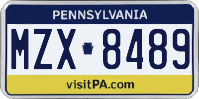 PA license plate MZX8489