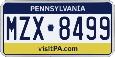 PA license plate MZX8499