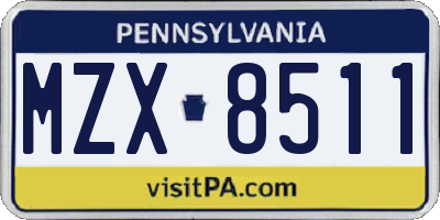 PA license plate MZX8511