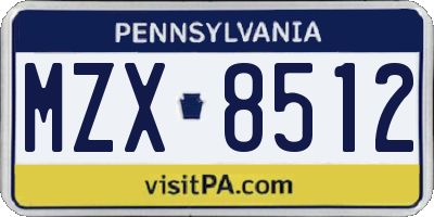PA license plate MZX8512