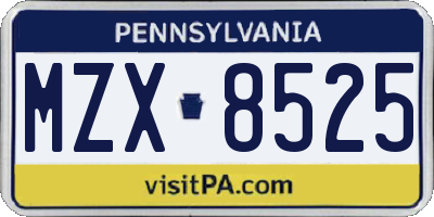 PA license plate MZX8525