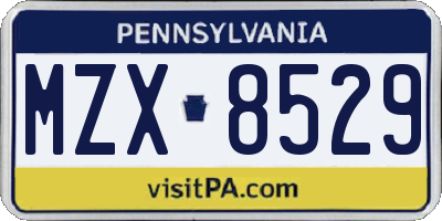 PA license plate MZX8529