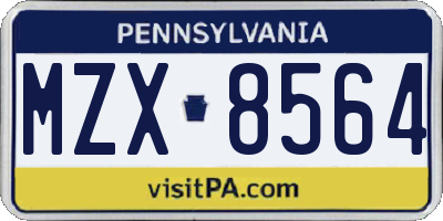 PA license plate MZX8564