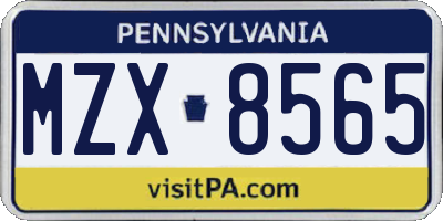 PA license plate MZX8565