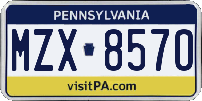 PA license plate MZX8570
