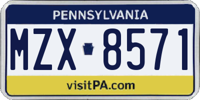 PA license plate MZX8571