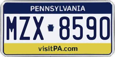 PA license plate MZX8590