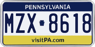 PA license plate MZX8618