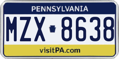 PA license plate MZX8638
