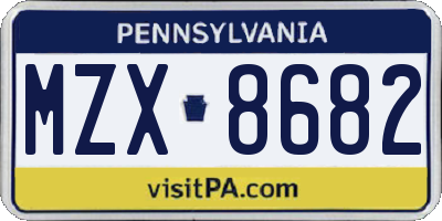 PA license plate MZX8682