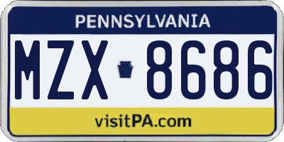 PA license plate MZX8686