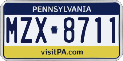 PA license plate MZX8711