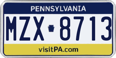 PA license plate MZX8713