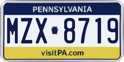 PA license plate MZX8719