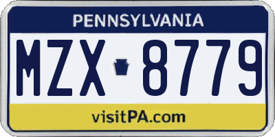 PA license plate MZX8779