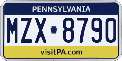 PA license plate MZX8790