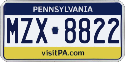 PA license plate MZX8822