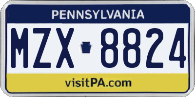 PA license plate MZX8824