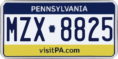 PA license plate MZX8825