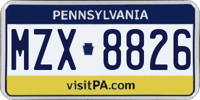 PA license plate MZX8826
