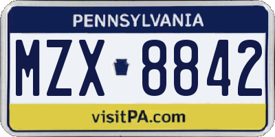 PA license plate MZX8842
