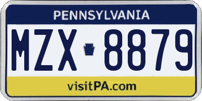 PA license plate MZX8879
