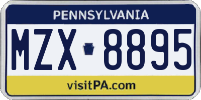 PA license plate MZX8895