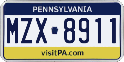 PA license plate MZX8911