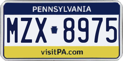 PA license plate MZX8975