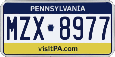 PA license plate MZX8977