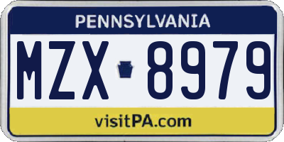 PA license plate MZX8979