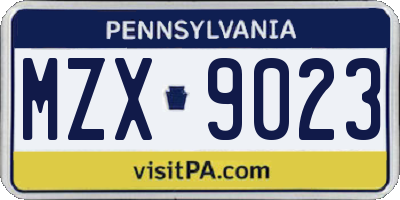 PA license plate MZX9023
