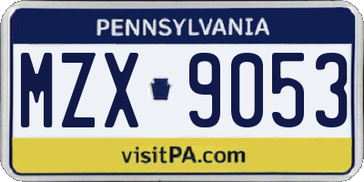 PA license plate MZX9053