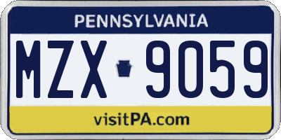 PA license plate MZX9059