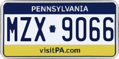 PA license plate MZX9066