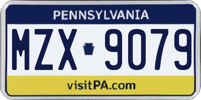 PA license plate MZX9079