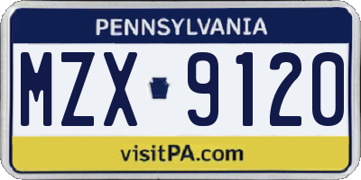 PA license plate MZX9120