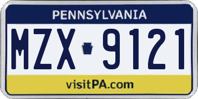 PA license plate MZX9121