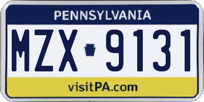 PA license plate MZX9131