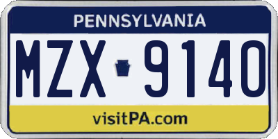 PA license plate MZX9140