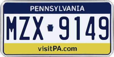 PA license plate MZX9149